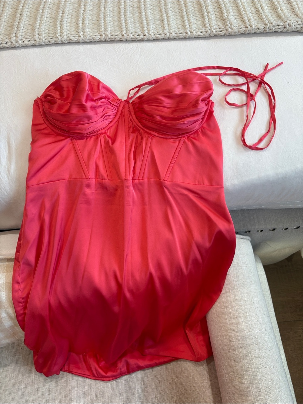 Oh Polly satin short pink dress